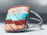 One Of The Best Vintage Native American Navajo Inlay Sterling Silver Turquoise Bracelet-Nativo Arts