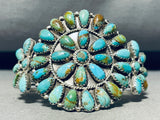 Ophe Moses Native American Navajo Turquoise Cluster Sterling Silver Bracelet-Nativo Arts