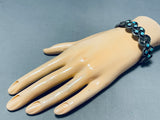 Quality!! Older Vintage Native American Zuni Turquoise Inlay Sterling Silver Bracelet-Nativo Arts