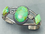 Stunning Vintage Native American Navajo Gaspeite Sterling Silver Bracelet