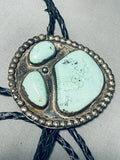 Mint Green Turquoise!! Vintage Native American Navajo Rare Sterling Silver Bolo Tie-Nativo Arts