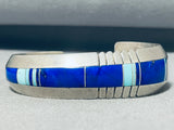 Dynamic Vintage Native American Navajo Lapis, Blue Gem Turquoise Sterling Silver Signed Bracelet-Nativo Arts