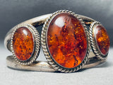 Ancient Tree Sap Amber Vintage Southwest Sterling Silver Bracelet-Nativo Arts
