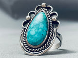 Opulent Vintage Native American Navajo Carico Lake Turquoise Sterling Silver Ring Old-Nativo Arts