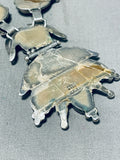 One Of The Best Vintage Native American Navajo Turquoise Sterling Silver Leaf Necklace Old-Nativo Arts