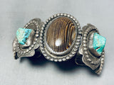 One Of The Most Unique Vintage Native American Navajo Turquoise Sterling Silver Bracelet-Nativo Arts