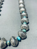 Heavy 182 Grams Native American Navajo Coin Turquoise Sterling Silver Necklace-Nativo Arts