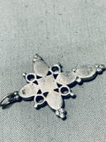 Dazzling Vintage Native American Navajo Blue Diamond Turquoise Sterling Silver Cross Pendant-Nativo Arts