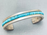Rare Large Wrist 8 Inch Inches Turquoise Sterling Silver Inlay Bracelet-Nativo Arts