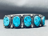 CECIL SANDERS VINTAGE NAVAJO TURQUOISE STERLING SILVER BRACELET