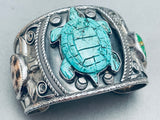 Important Francisco Gomez Vintage Turquoise Turtle Sterling Silver Bracelet-Nativo Arts