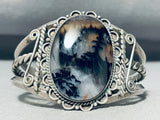 Moose Fur Petrified Wood Vintage Native American Navajo Sterling Silver Bracelet-Nativo Arts