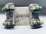 237 Grams! 6' Wrist Vintage Navajho Green Turquoise Sterling Silver Bracelet-Nativo Arts