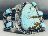 Bob Cleveland Important Vintage Native American Navajo #8 Turquoise Sterling Silver Bracelet-Nativo Arts
