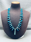 Rare Tabbed Turquoise Vintage Native American Navajo Sterling Silver Heishi Necklace Old-Nativo Arts