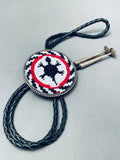 Very Intricate Turtle Hand Beaded Sterling Silver Bolo Tie-Nativo Arts