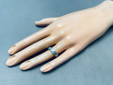 Unique Vintage Native American Navajo Turquoise Inlay Sterling Silver Ring Old-Nativo Arts