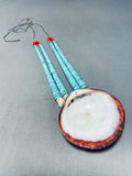 Native American Unbelievable Vintage Santo Domingo Blue Gem Turquoise, Shell Necklace-Nativo Arts