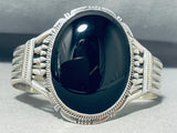 Phenomenal Native American Navajo Black Onyx Sterling Silver Huge Bracelet-Nativo Arts