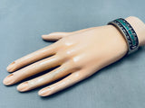 Animal Slag Vintage Native American Navajo Turquoise Inlay Sterling Silver Bracelet-Nativo Arts
