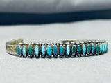 Rare Native American Navajo Vintage Blue Green Turquoise Petit Point Silver Bracelet-Nativo Arts