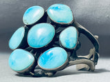 Signed Heavy 89 Grams Vintage Native American Navajo Cluster Turquoise Sterling Silver Bracelet-Nativo Arts