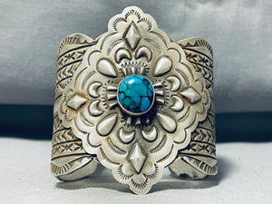 Special Native American Navajo Spiderweb Turquoise Sterling Silver Bracelet-Nativo Arts