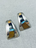 Attractive Vintage Native American Navajo Jasper, Turquoise Sterling Silver Earrings-Nativo Arts