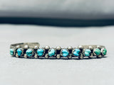 Sweet Vintage Native American Zuni Cerrillos, Blue Gem Turquoise Sterling Silver Bracelet-Nativo Arts