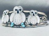 Important White Owl Vintage Native American Zuni Pearl Turquoise Sterling Silver Inlay Bracelet-Nativo Arts