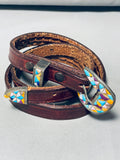 Native American Colorful Very Intricate Inlay Vintage Turquoise Sterling Silver Ranger Belt Old-Nativo Arts