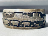 Wil Anderson Vintage Native American Navajo Sterling Silver Scene Bracelet-Nativo Arts
