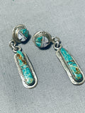 Native American Interesting Vintage Zuni Royston Turquoise Sterling Silver Sunface Earrings-Nativo Arts
