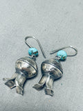 Fantastic Native American Navajo 8 Turquoise Mercury Silver Dimes Blossom Earrings-Nativo Arts