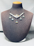 One Of The Most Beautiful Vintage Native American Zuni Dangle Turquoise Sterling Silver Necklace-Nativo Arts