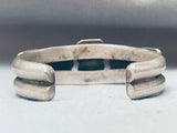 One Of The Best Button Vintage Native American Navajo Sterling Silver Bracelet Cuff-Nativo Arts