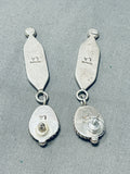 Important Vintage Native American Navajo Turquoise Inlay Sterling Silver Earrings-Nativo Arts