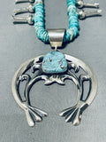 Tawney Willie Native American Navajo Turquoise Sterling Silver Squash Blossom Necklace-Nativo Arts