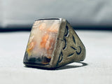 Misty Agate Vintage Native American Navajo Sterling Silver Ring -check Out The Patina!-Nativo Arts