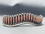 Superior Vintage Native American Navajo Needlepoint Spiny Oyster Sterling Silver Bracelet