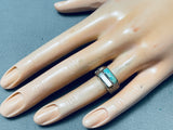 Wonmderful Vintage Inlay Turquoise Pearl Sterling Silver Ring-Nativo Arts