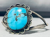Gorgeous Vintage Native American Navajo Pilot Mountain Turquoise Sterling Silver Bracelet-Nativo Arts