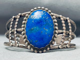 Domed Lapis Vintage Native American Navajo Sterling Silver Bracelet Cuff Old