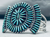 Exquisite Vintage Native American Zuni Needlepoint Turquoise Sterling Silver Bracelet-Nativo Arts