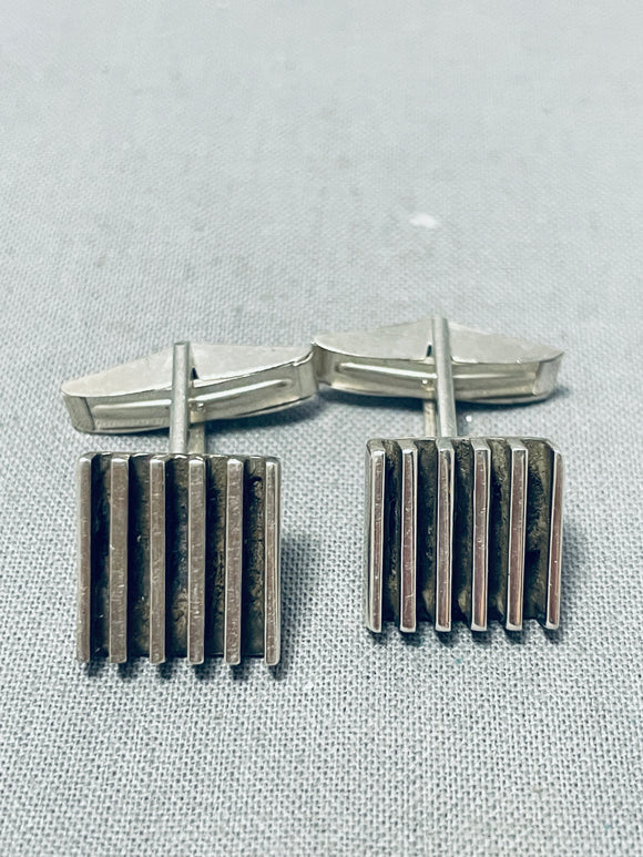 Tremendous Vintage Native American Navajo Sterling Silver Cufflinks-Nativo Arts