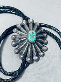 Native American Very Old Vintage Royston Turquoise Sterling Silver Balo Tie