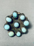 Beautiful Vintage Native American Navajo 9 Blue Gem Turquoise Sterling Silver Ring-Nativo Arts