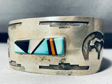 Henry Yazzie Vintage Native American Navajo Turquoise Inlay Sterling Silver Bracelet-Nativo Arts