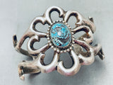 Superior Vintage Native American Navajo Domed Bisbee Turquoise Sterling Silver Bracelet Old-Nativo Arts