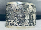 Extraordinary Signed Native American Navajo Sterling Silver Storyteller Huge Bracelet-Nativo Arts